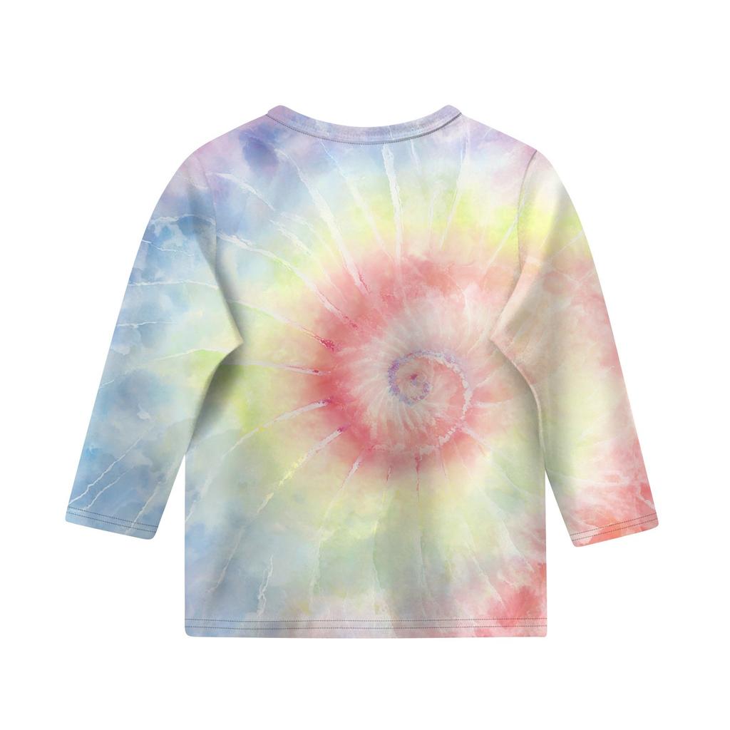 Print Tops For Youth Girls Round Neck 3/4 Sleeves T-Shirts Trendy Tops Outfit Tees