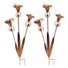 Yousheng 2 Pcs Flamed Copper Three Calla Lilies Garden Stake with Bells, Handmade Rain Catcher Flower, Metal Plant Yard Art, Rustic Wind Chime