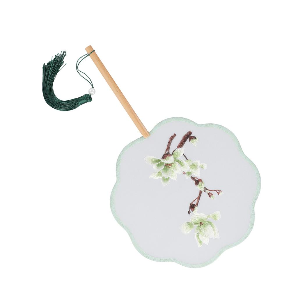 Doppelseitiger bestickter runder Fächer Antiker Stil Suzhou-Stickerei Hanfu-Fächer