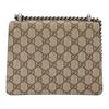 Gucci Dionysus Textured Tiger Head Spur Buckle Logo Print Canvas And Suede Chain Shoulder Bag Women Shoulder Bag Ebony 421970-KHNRN-8698