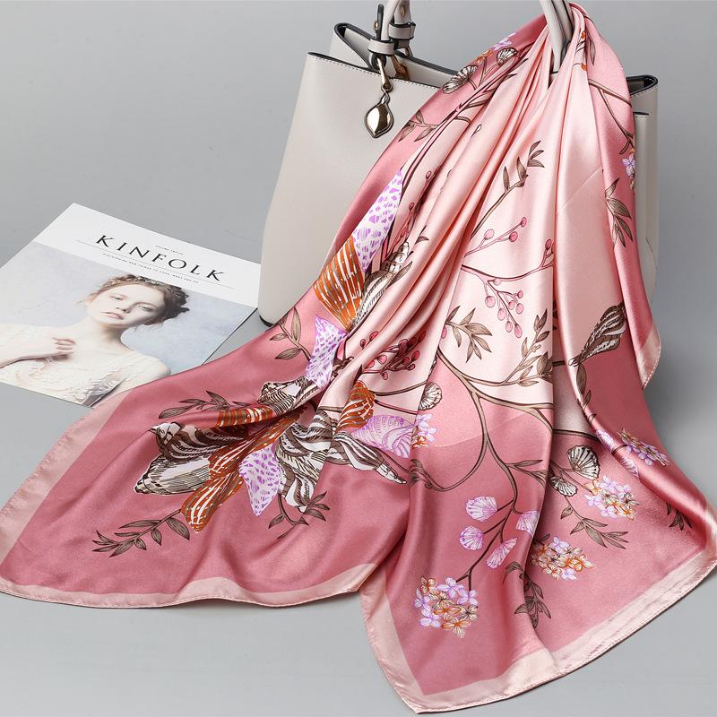 90 Square Scarves, Silk Scarves, Women's New Spring and Summer High-end Sense Versatile, Thin Scarves, Shawls Outside
