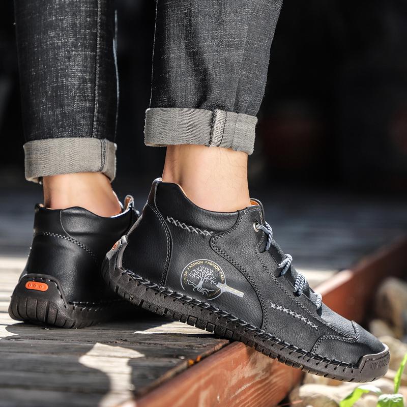 Herrenschuhe und Stiefeletten Herbst Handgefertigte Stiefel High-Top Flach Outdoor Arbeiter Freizeitschuhe Große Größe Board Schuhe