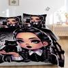 3pcs Dark Elegance Addams Printed Duvet Cover Set (1 * Cover+2 * Pillowcase, Without Core), Suitable for Home Bedroom, Guest Room, Dormitory Deco