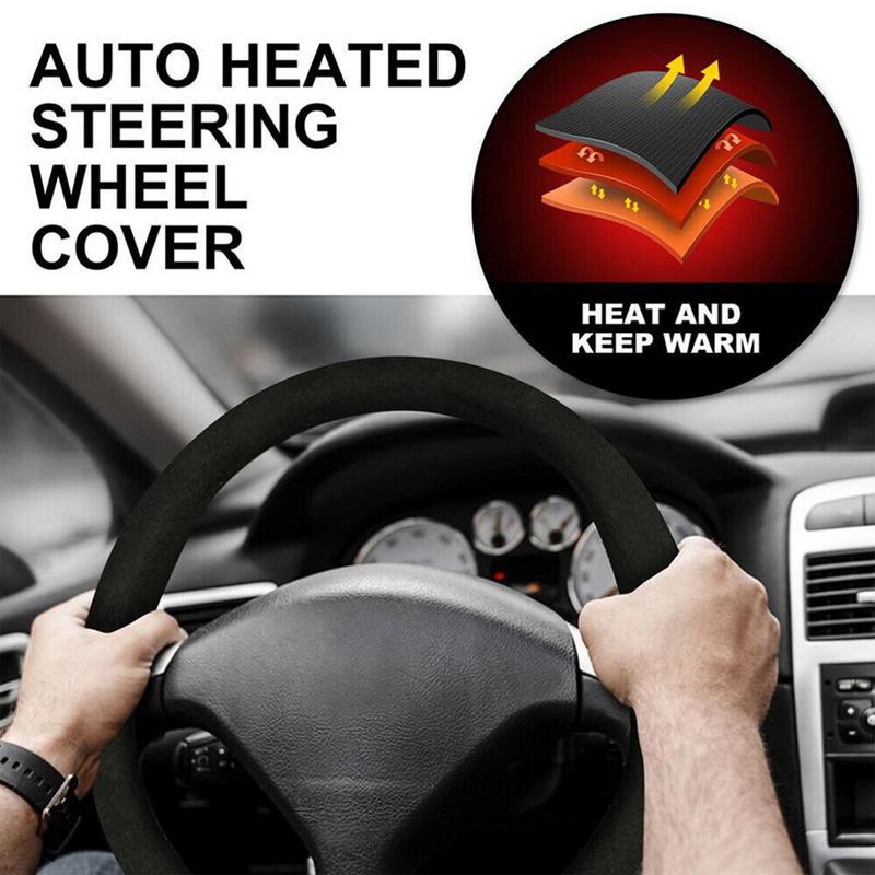 Heated Steering Wheel Cover Comfortable Wheel Hand Warmer Heated Steering Wheels Cover Anti-Slip Wheel Protectors