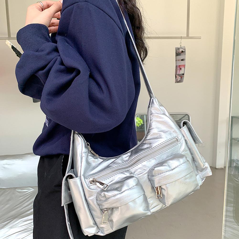 Women Leather Tote Handbag Large Capacity Multi-Pocket Purse Versatile Top Handle Bag Crossbody Hobo Bag Girl Stylish Purse