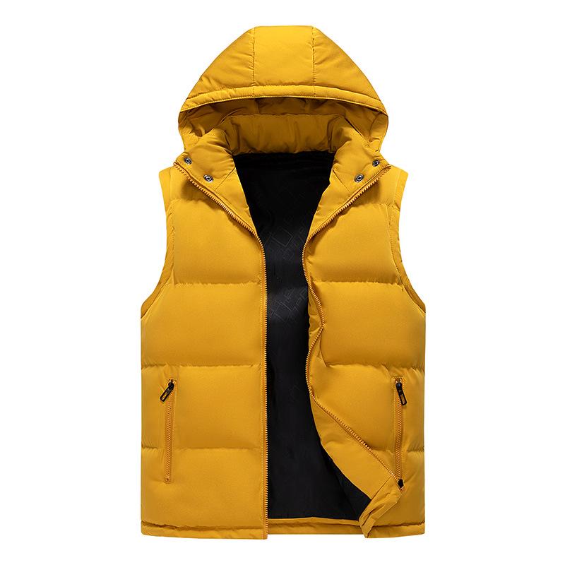 Men's Down Cotton Vest - Autumn/Winter Sleeveless Jacket, Slim Fit, Plus Size, Cap Sleeve, Trendy Casual Solid Color.
