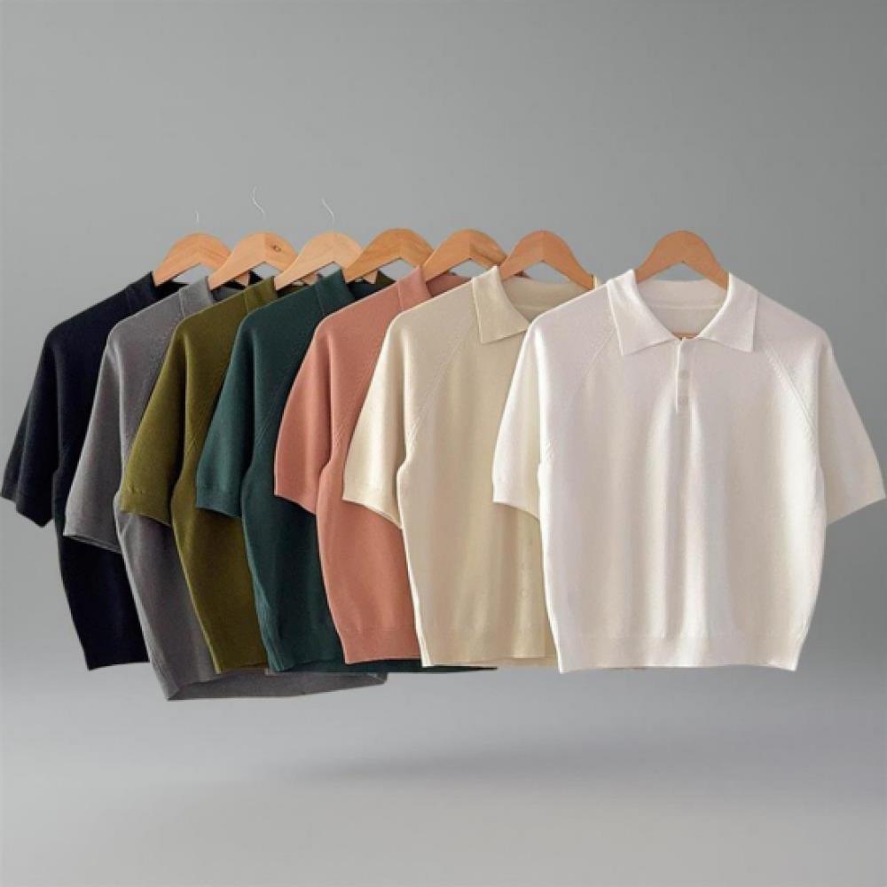 New Arrivals Open Run Women AuTumn ShorT Sleeve Collar T shirT Raglan Daily kniT