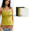Spring and Summer New Women's Clothing Minimalist Style Multi-Color Selection Elastic off-Shoulder Straight Collar Tube Top Tops 0085315