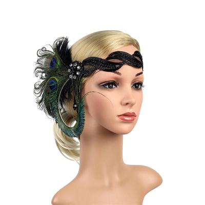 Vintage Peacock Feather Headpieces Sweatband Great Flapper Hair Headband Wigs No Slip Trend Jewelry Hair Accessories For Women