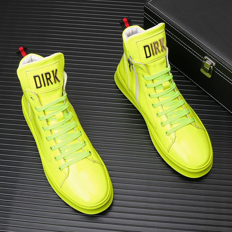 Fashion New Fashion Men's High Tops Patent Leather Everyday All Match Causal Shoes Male Flats Moccasins Walking Sneakers Zapatos Hombre