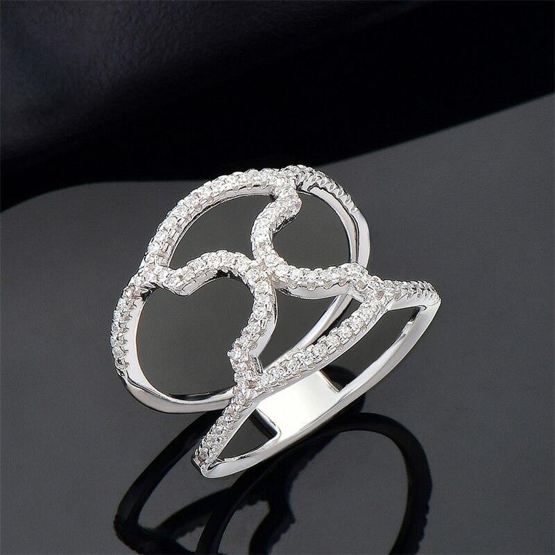 925 Sterling Silver Rings Cross Lines Multi -Layer Popular European Clear Zircon Rings Women Girls Hotsale Fine Jewelry