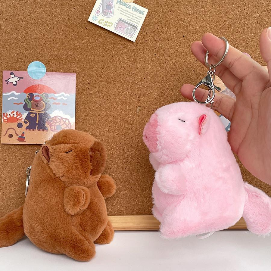 Cute Capybara Plush Doll With Wiggling Tail Adorable Pink Stuffed Animal Toy