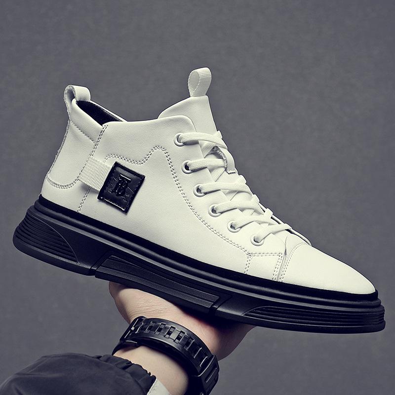 

Мужские черные кожаные ботинки с низким верхом, весна 2025, в британском стиле, спортивные рабочие ботинки с дизайном, увеличивающим рост. 41