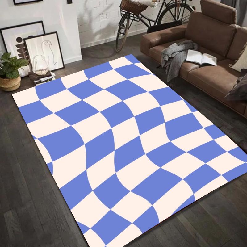Geometric Wave Pattern Area Rug Modern Abstract Floor Mat Carpet for Living Room Home Decoration Living Room Bedroom Carpet