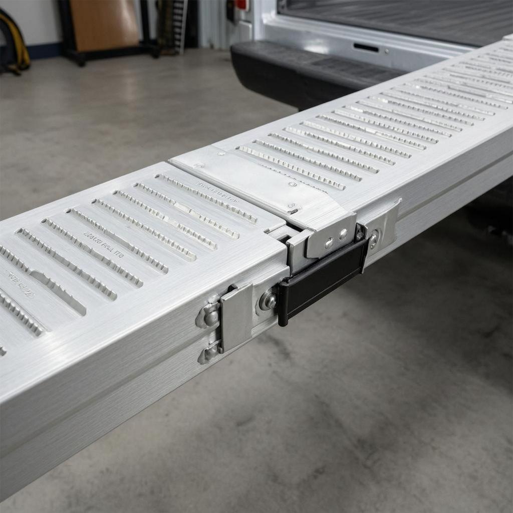Foldable Loading Ramp Anti Slip Metal Hook Style Top Vehicle Access