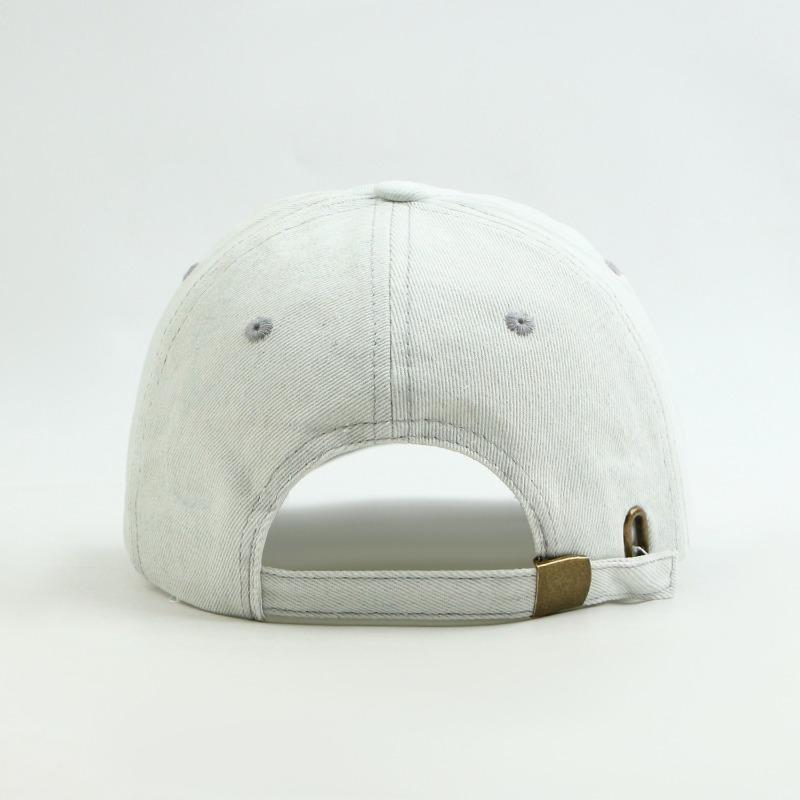 New embroidered denim cap retro casual versatile face small big head circumference baseball cap