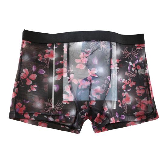 Men Sexy Underpants Ultra-thin Transparent Mesh Boxer Briefs See Through Stretchy Underwear for Daily Wear Home