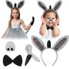 4PCS Fashion Funny Donkey Costume Set Tail Nose Animal Donkey Headband Bow Tie Donkey Ears Headband Accessory