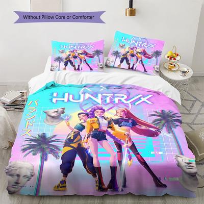 Kpop Jäger Muster Bettwäsche Steppdecke Set Deckenbezug Kissenbezug Heimdekoration Geburtstagsgeschenk (1 Bettbezug + 2 Kissenbezüge, ohne Füllung)
