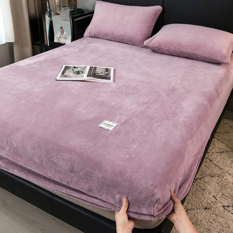 2026 New Plush Warm Fitted Sheet Bedspread Flannel Thicken Bed Mattress Cover Bed Protector Sheets No Pillowcase