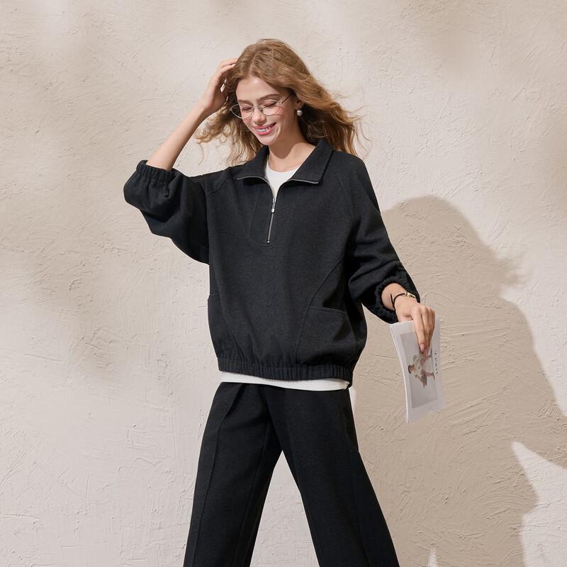 Women's Stand Collar Zipper Long Sleeve Sweatshirt