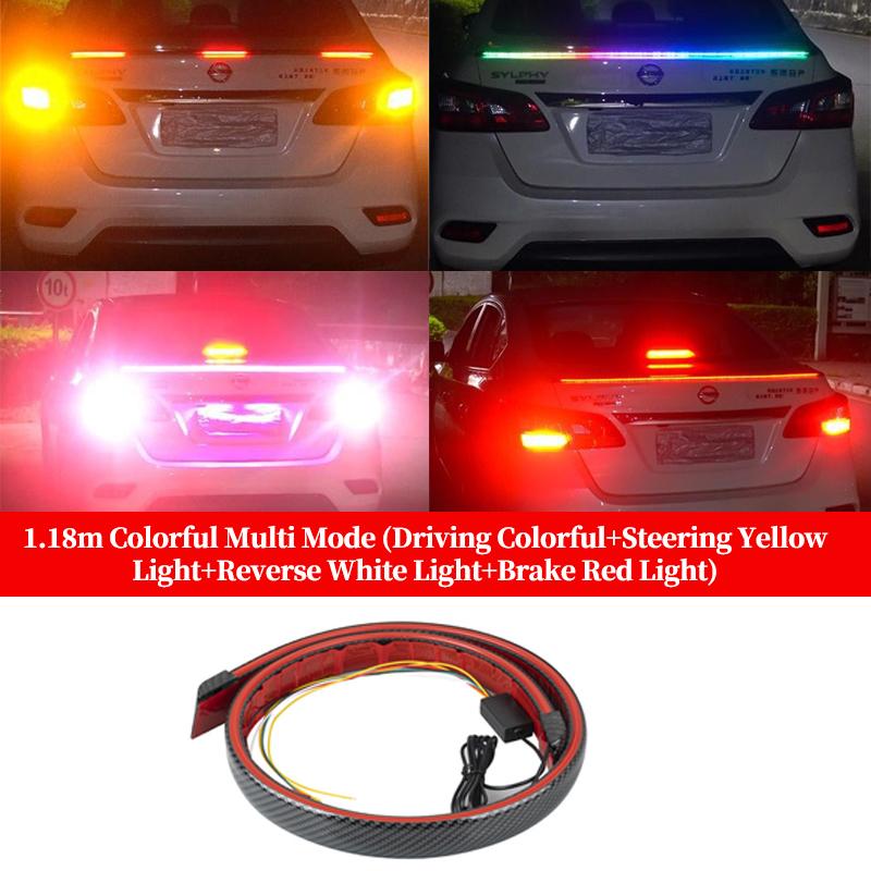 New Car Carbon Fiber Tail Light Modified Trunk Tail Light, Turn Signal Brake Light, Universal LED Iridescent Flow Light