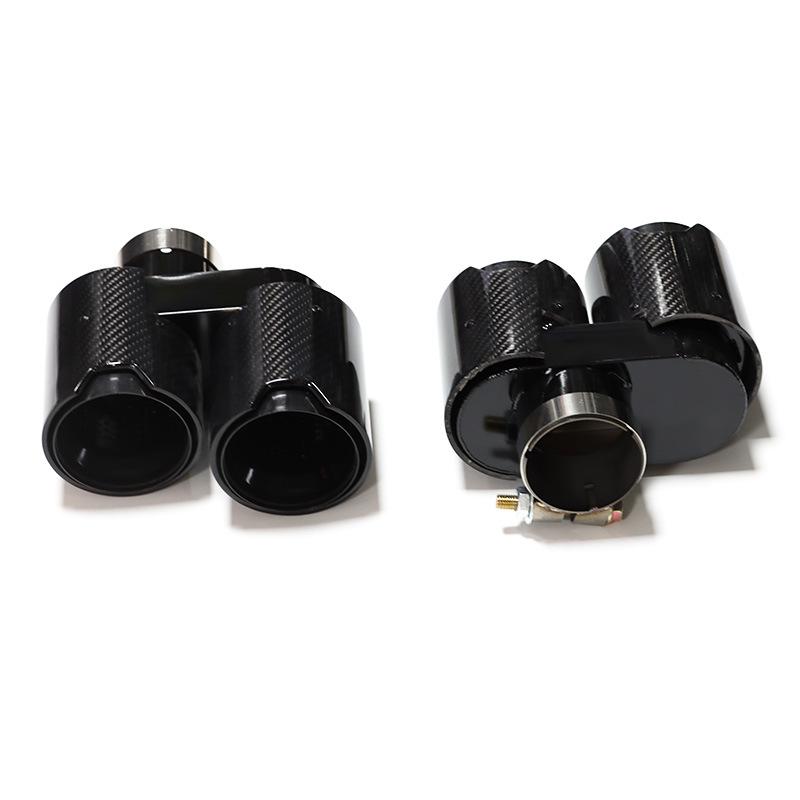 BMW 4 Series (G22) Quad Exhaust Pipe Mod: Stainless Steel & Black Carbon Fiber Tailpipes