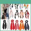 Versátil Laço de Cabelo Floral Scrunchie Lenço Com Faixa de Cabelo Elástica Chic Boho Fita