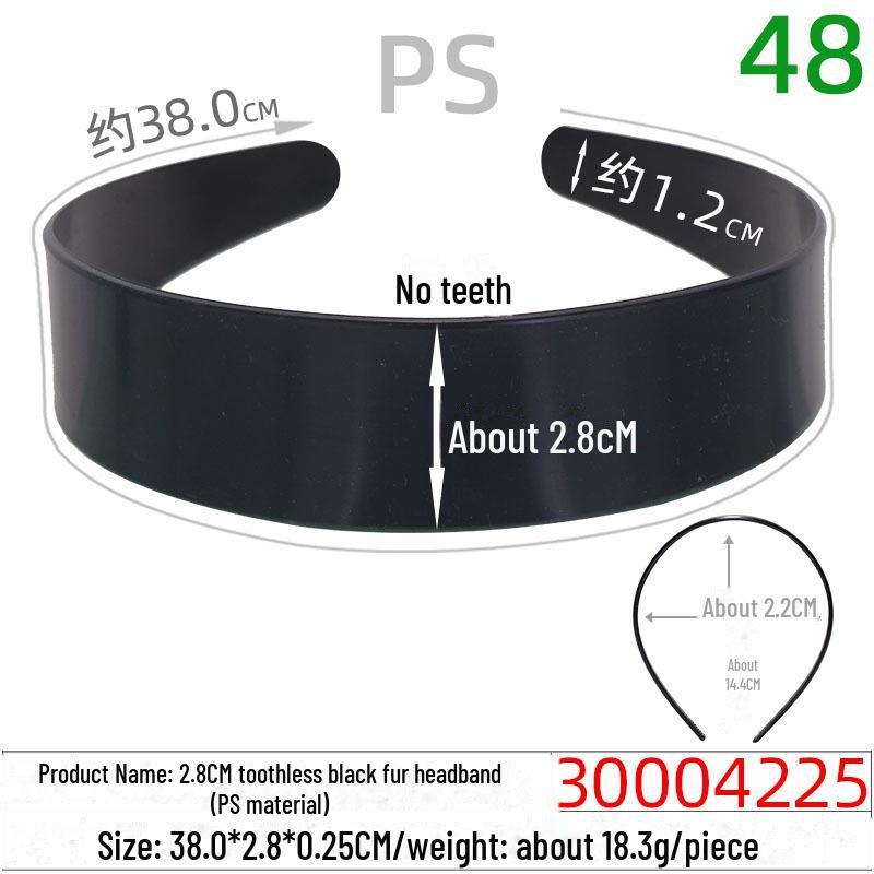 Handmade 2.5CM Toothless Black Hairband - PS Material Hair Accessory