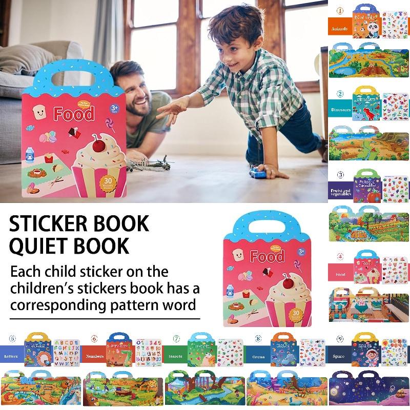 Early Education Sticker Book Develop Concentration With Reusable Stickers Of Animals Dinosaurs And Ocean Scenes