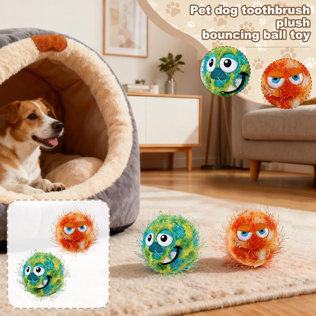Dog Toy Toothy Bouncing Ball, Plush, Squeaky, Teething, -resistant, Boredom-relieving, Noisy Squeaky Ball