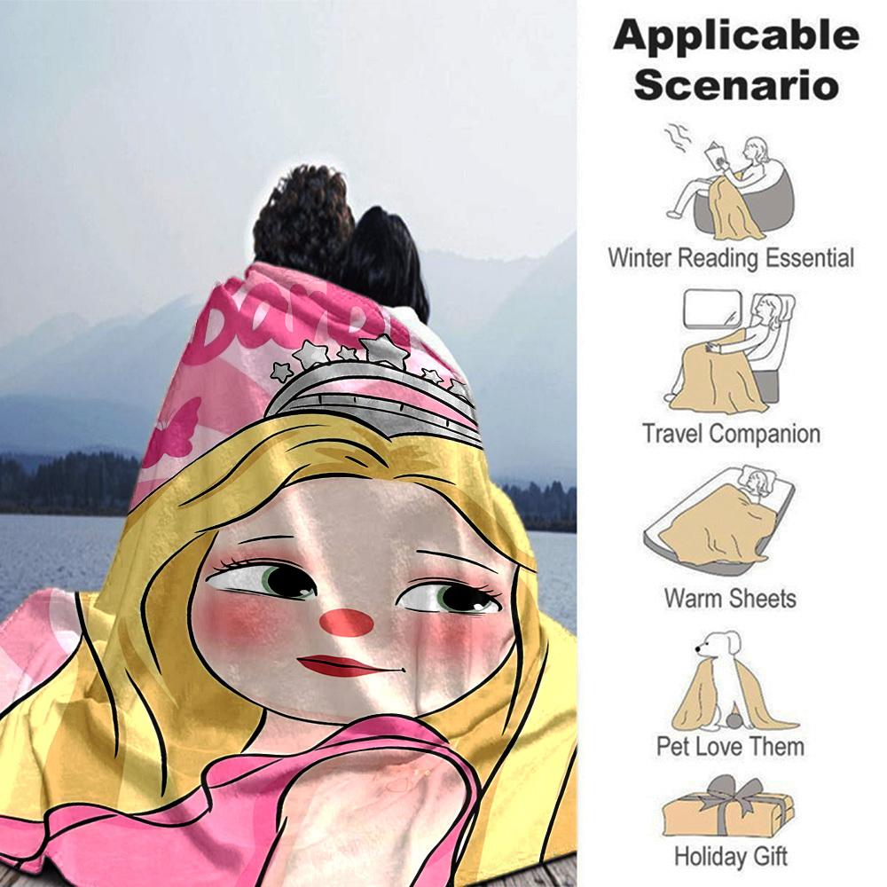 1pc Princess Crown Flannel Blanket Soft Warm Throw for Home, Office, Travel, All Season Cozy Bedding Gift, Office