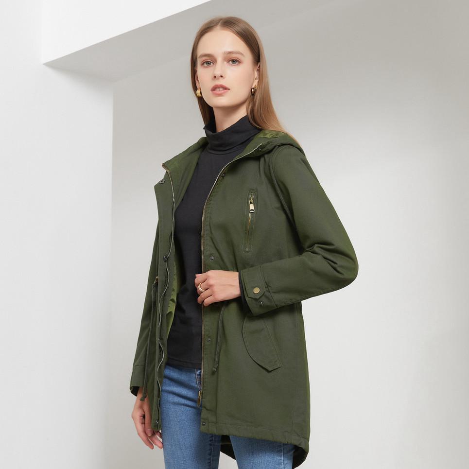 Baumwolle Mit Kapuze Windjacke frauen Frühling Herbst Lose Einfarbig Langarm Kordelzug Chic Jacke S-3XL