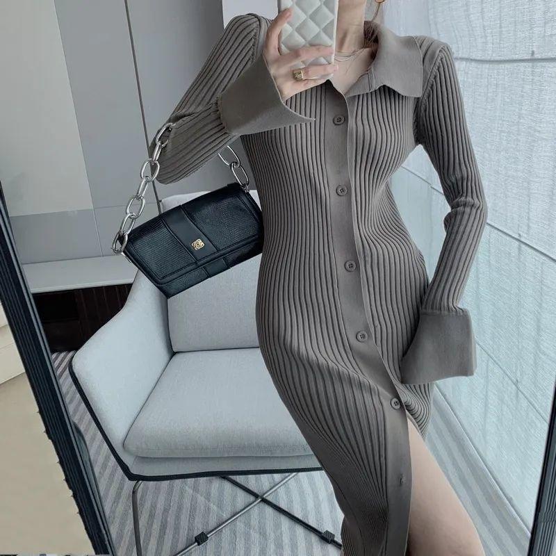 New autumn women's clothing collar bottom knitted dress women's inner slim