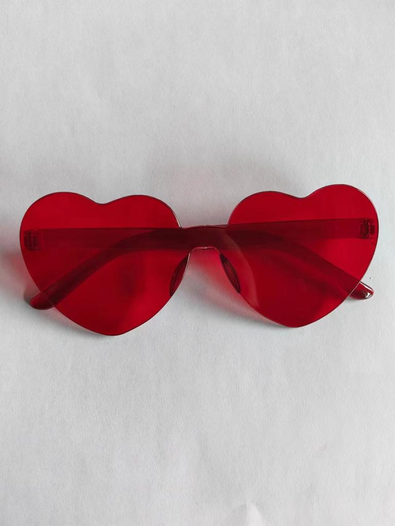 2817 Peach Heart Sunglasses, Love Sunglasses, Trendy Frameless One-Piece Sunglasses