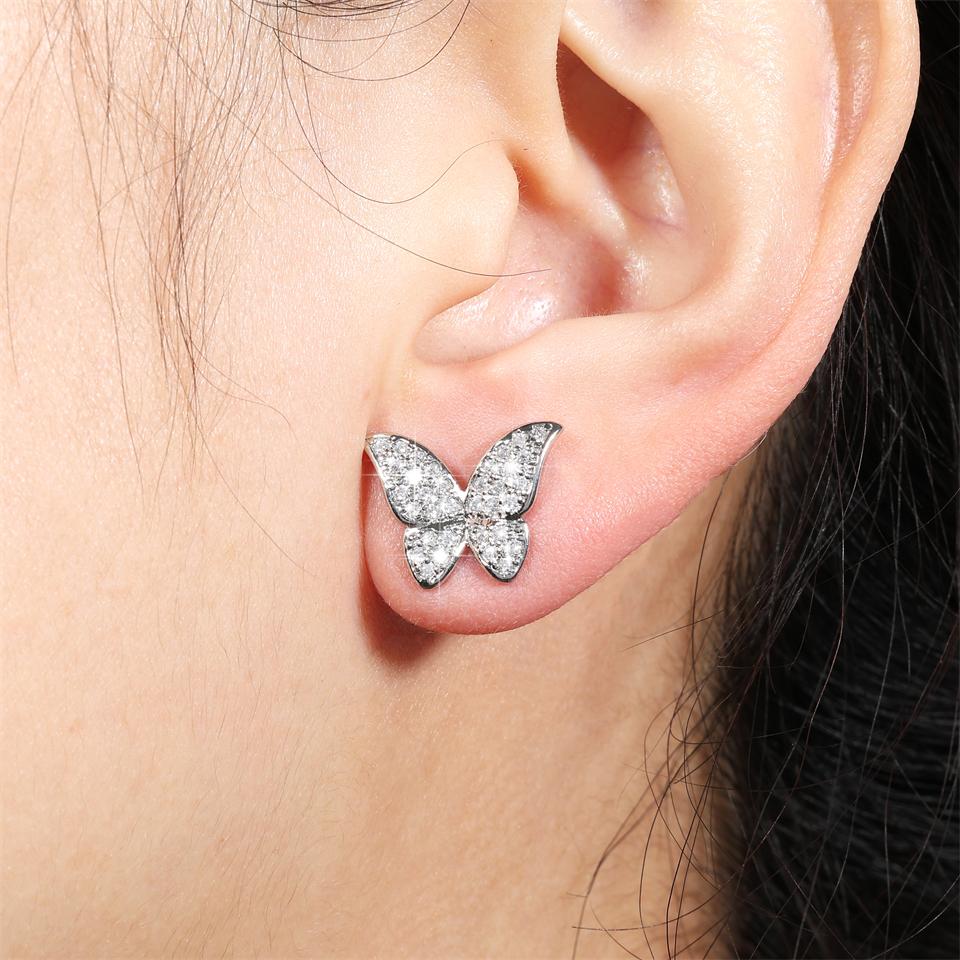 ZAKOL Shiny Micropaved Zirconia Butterfly Stud Earrings for Women Luxury Engagement Wedding Zircon Gifts With Gift Box