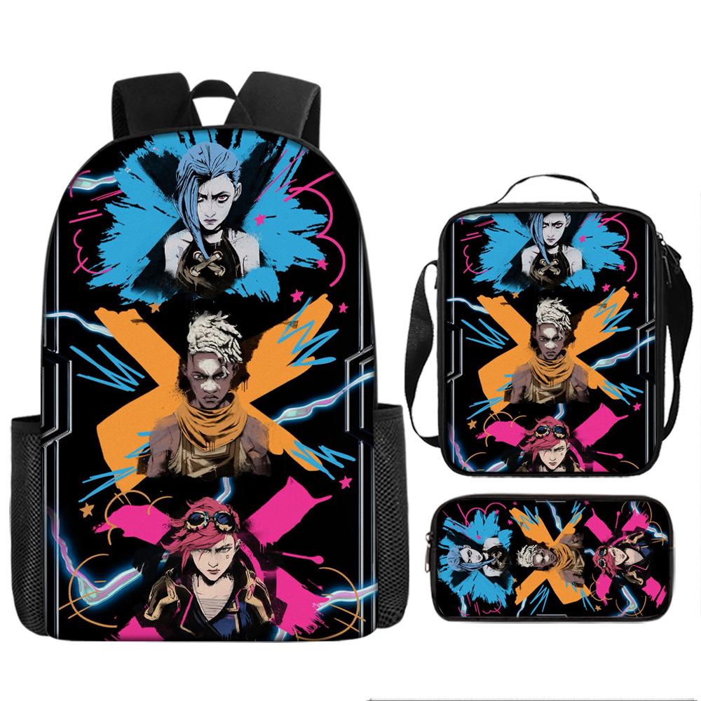 Battle of the Twin Cities Arcane Children's School Bag Pencil Case Backpack Elementary School Cartoon Backpack Three-piece Set