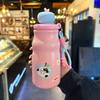 High-value apple cover straw thermos cup, cute cartoon portable water cup with beaded lifting rope, optional, support mixed batch