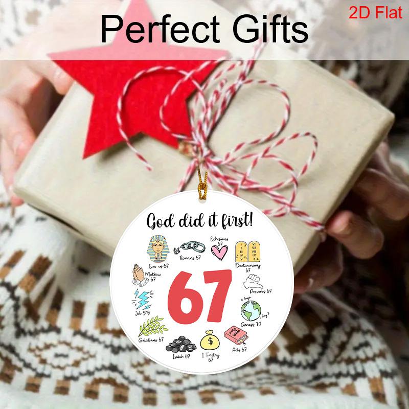 Humor God Did It First 67 Religious Acrylic Ornament Bible Verse Hanging Decor Gift for Christians Friends Family