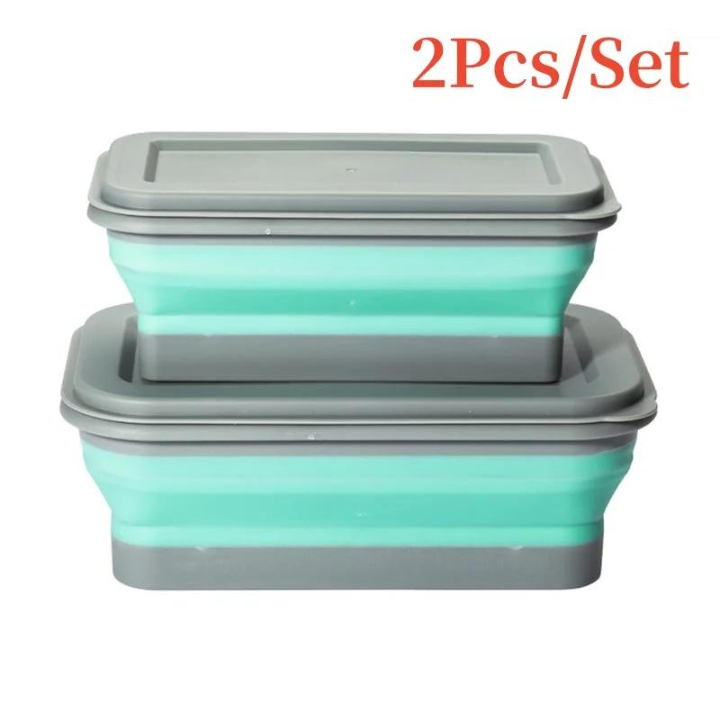 

2 шт./набор силиконовых ланч-боксов, складная коробка для пикника, квадратная салатница, многоцелевая дорожная складная коробка для хранения продуктов с крышкой none
