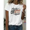 Country Music Graphic Tee for Women - White Short Sleeve Plus Size T-Shirt Featuring Bold "Play Me Some COUNTRY Music"
