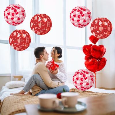 1Pc/6Pcs Valentine's Day Lantern Heart Pattern Hanging Paper Lantern Pendant for Indoor Outdoor Decor