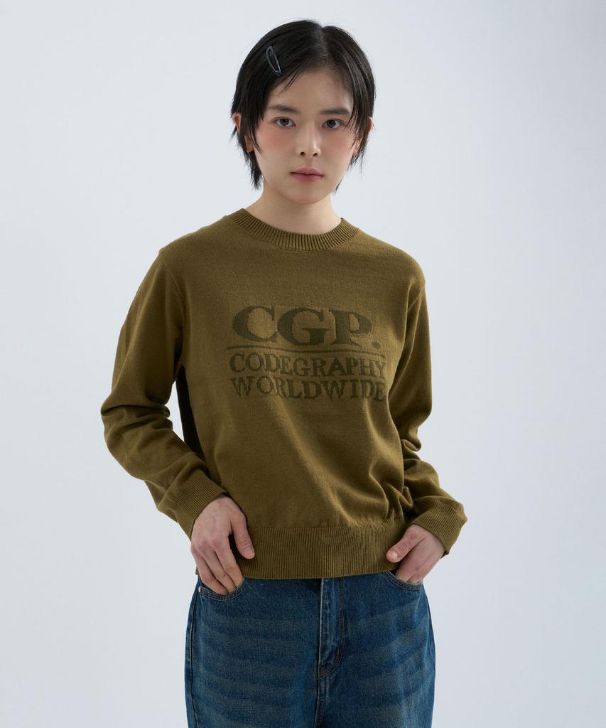 CGP (Women) Square Logo Knit - Olive