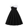 Modische Kleider für Mädchen: Elegantes Schwarz-Weiß Color-Blocking Spaghettiträgerkleid für Kinder, Frühling/Sommer