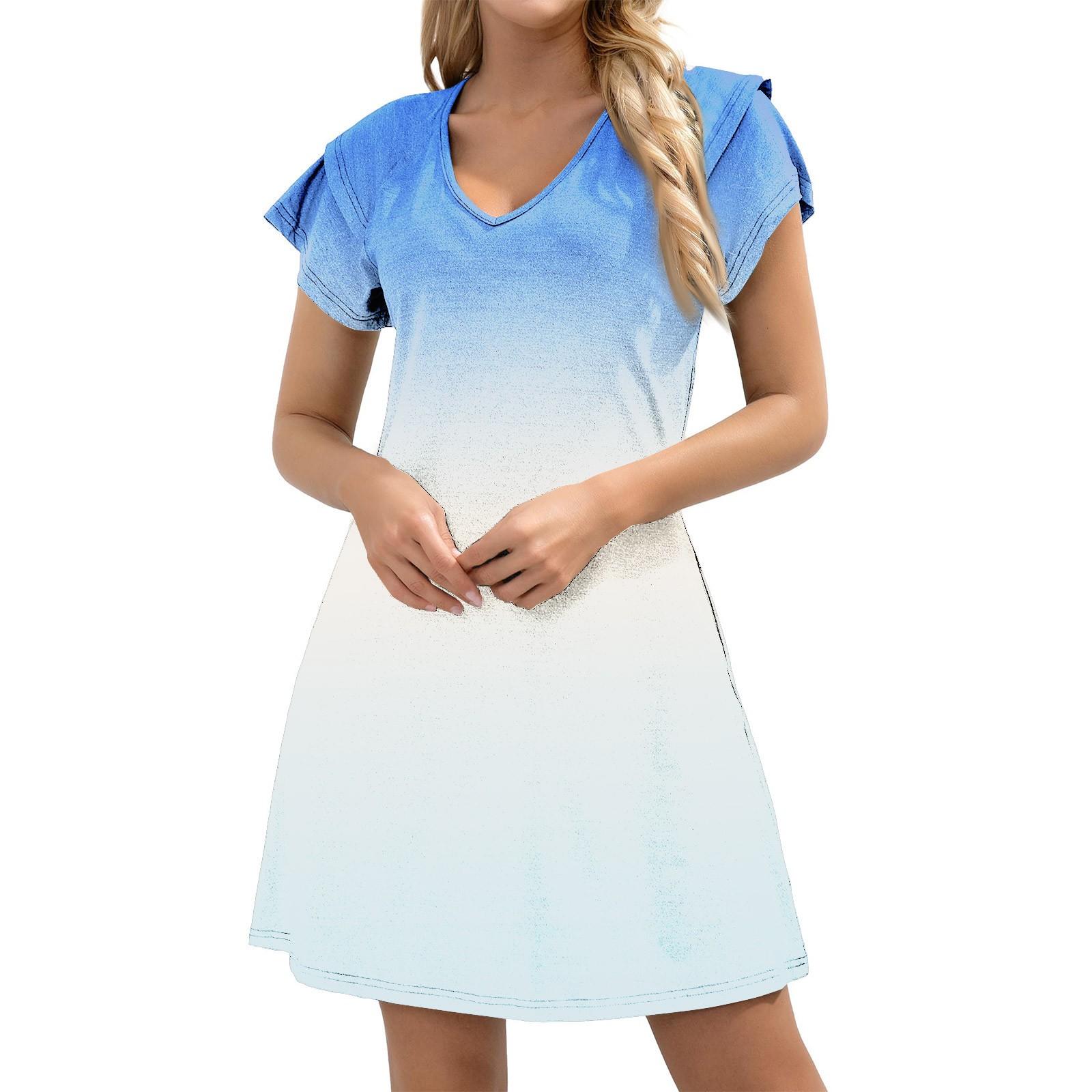 

Женское повседневное платье А-силуэта с V-образным вырезом и короткими оборками по краю, платье с карманами на манжетах XXL