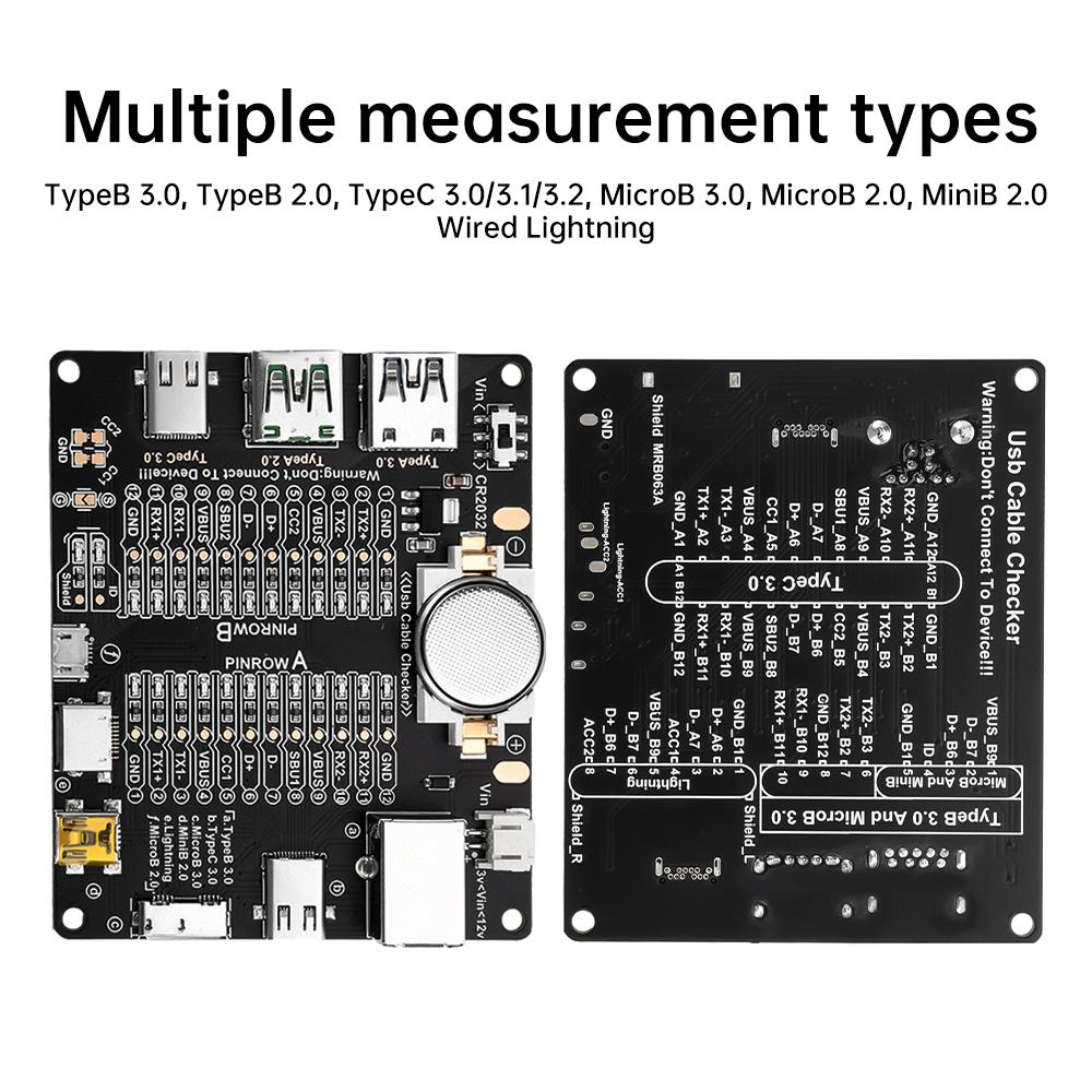 PCB Data Line Test Board Tool USB Cable Teste For Usb Line With Short Circuit On-Off Switch Led Indicators Type-C Test Board