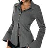 Women's Striped Button Down Long Sleeve Fitted Blouse Flare Sleeve Casual Shirt