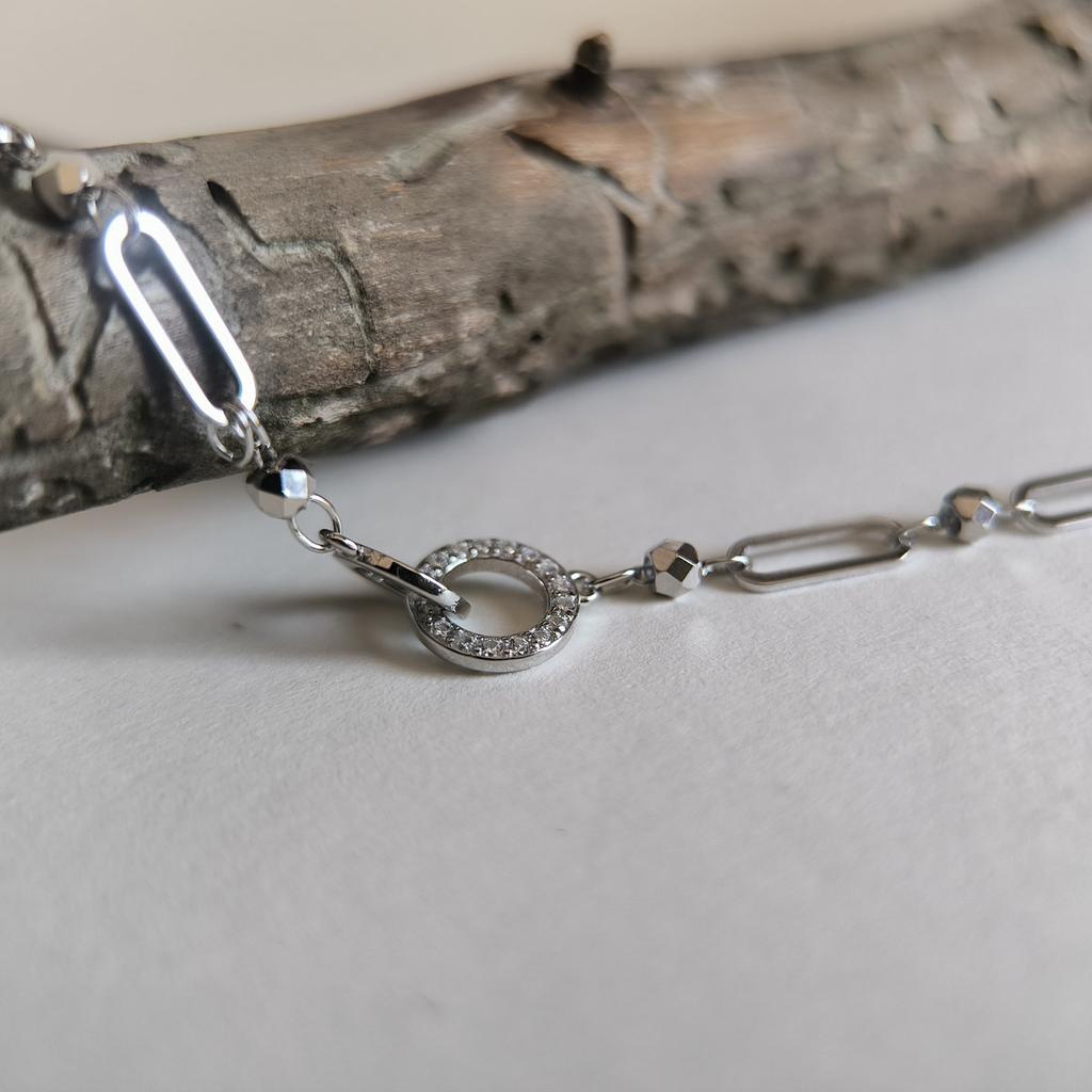 Серебряный браслет с фианитами, вес изделия 2,75 гр (2206361)