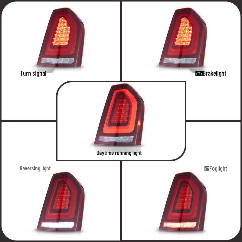 LED Taillight Assembly with Flowing Turn Signal for 11-14 Chrysler 300C