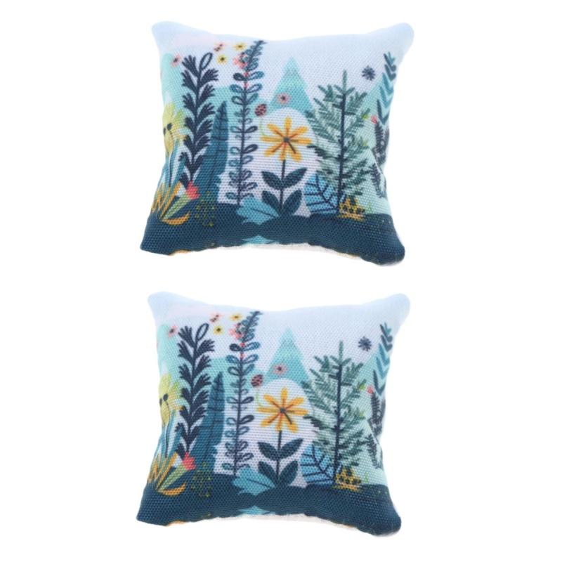 2Pcs Dollhouse Bedroom Sofa Scene Bjd Living Room Micro Model Decorative Craft Miniature Easter Pillow For Home Festival Gift